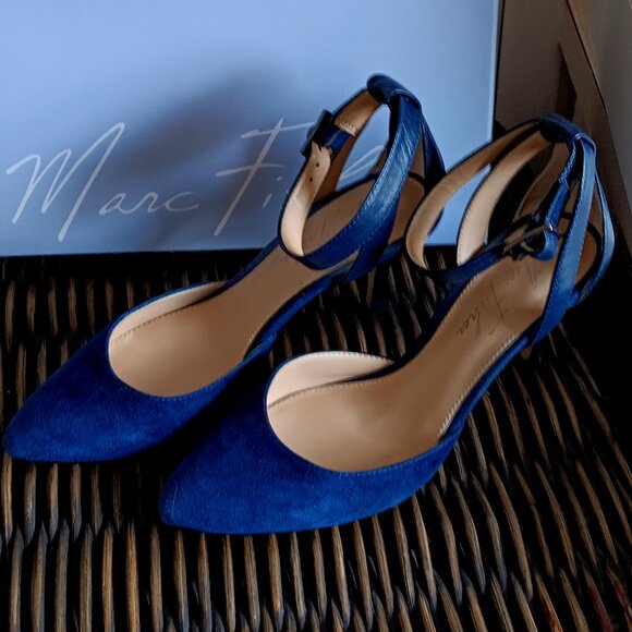 Womens Marc Fisher Blue Leather and Suede Heels. SZ 6.5 - Picture 1 of 3